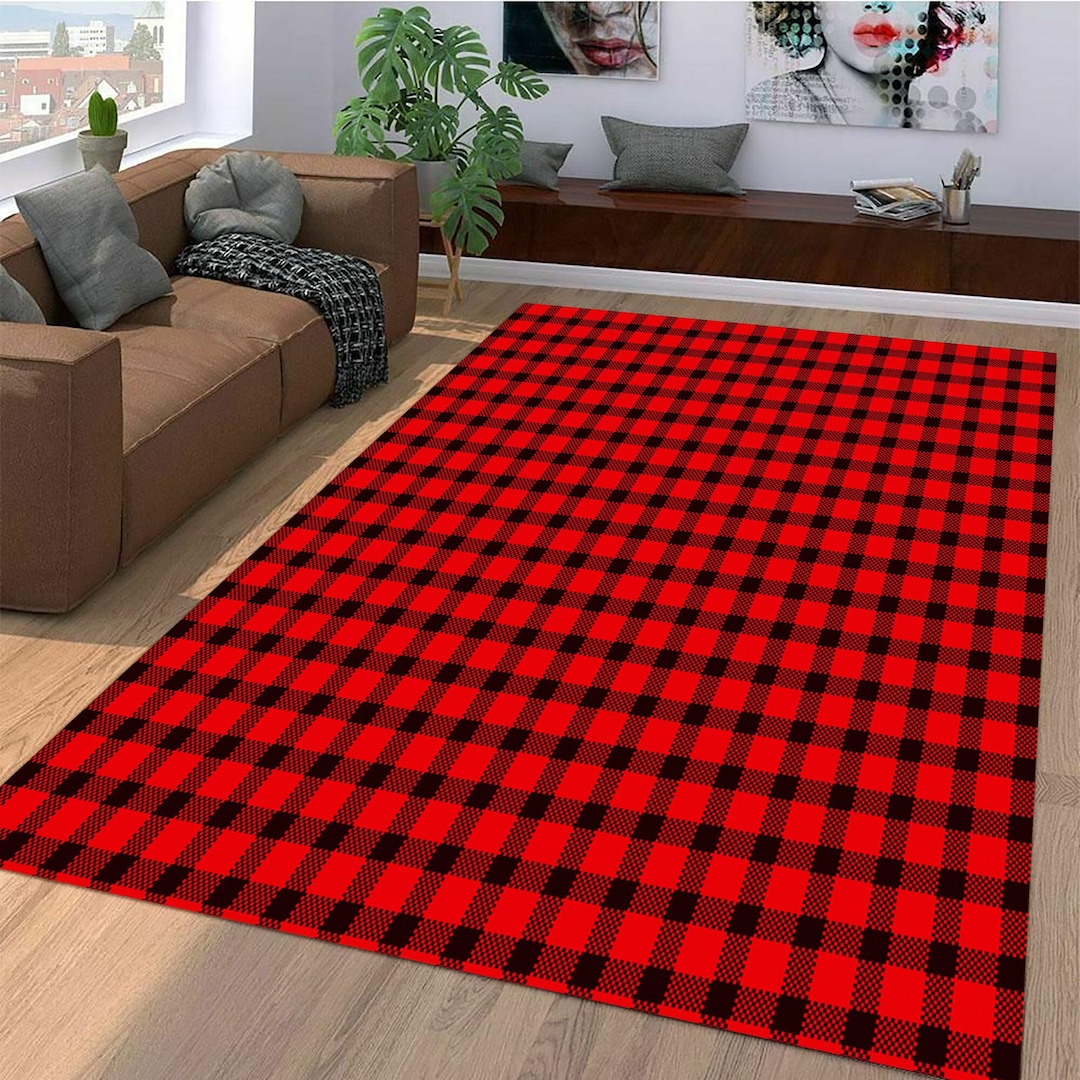 Buffalo Plaid Rug Buffalo Plaid Area Rug Hey There Doormat Etsy