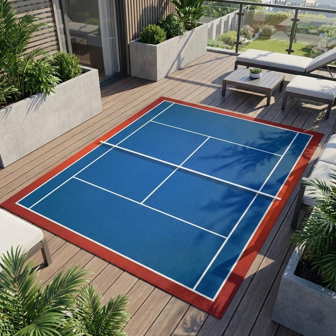 Outdoor Rug, Tennis Court, Sport, Poolside Rugs, Gift for Boyfriend ...
