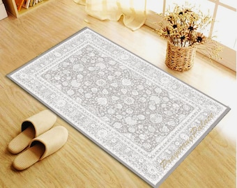 White Floral Prayer Rug: Thick, Non-slip Muslim Janamaz - Etsy