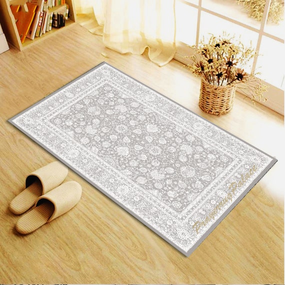 White Floral Prayer Rug: Thick, Non-slip Muslim Janamaz - Etsy