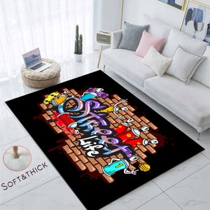 Graffiti Word, Characters, Composition,Hip Hop Rug, Graffiti Rug, Psycedelic Pop Art rug, Popular Hippie Bedroom Rug, living room Unique Rug