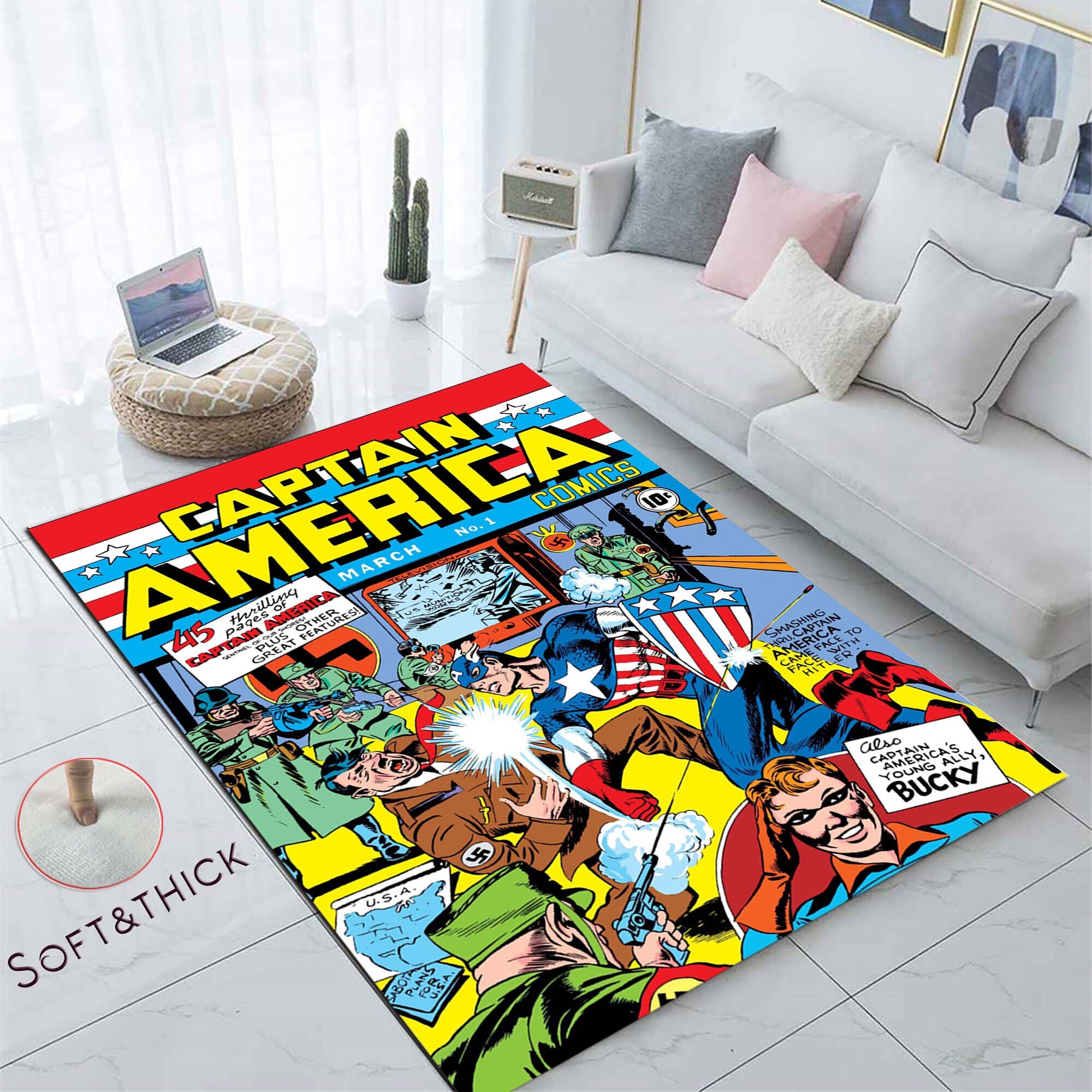 Captain America, Comic Book, No 1, First Number, Fantastic Rug, Decor Rugs, America Rug, Legend Rug, Legend Rugs, New Years Rug, Area Rugs