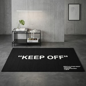 Keep Off Black Area Rug, Boy Room Decor, Custom Rug