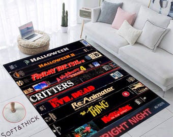 Retro Movies, VHS Films, Horror, Modern Rug, Colorful Rug, Art Rug, Movie Rug, Home Decor Rug, Non slip Rug, Carpet, Popular Rug, Area Rug