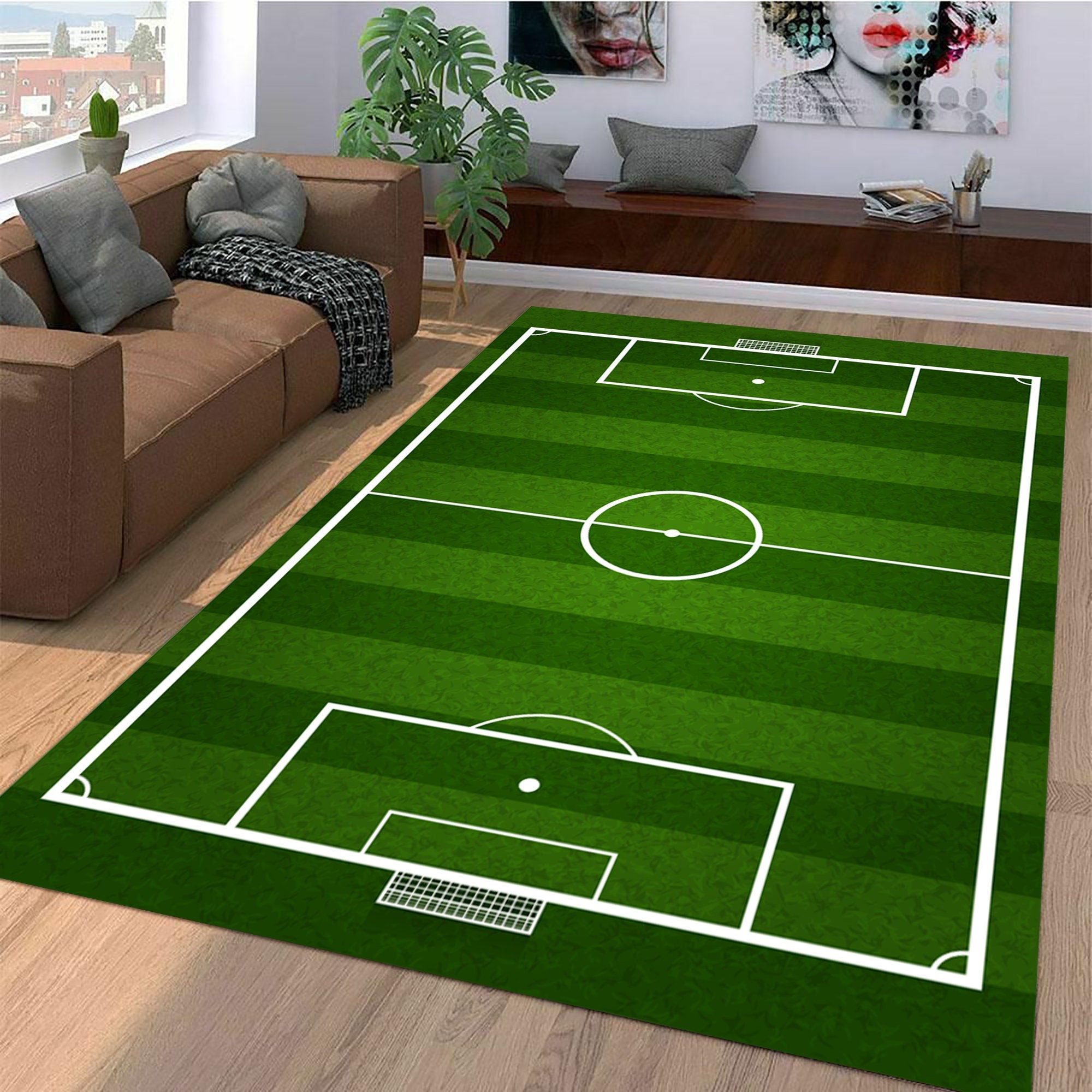 Tappeto lavabile JUNIOR 51307.803 Campo da calcio, calcio per bambini  antiscivolo - verde - Tappeti lavabili