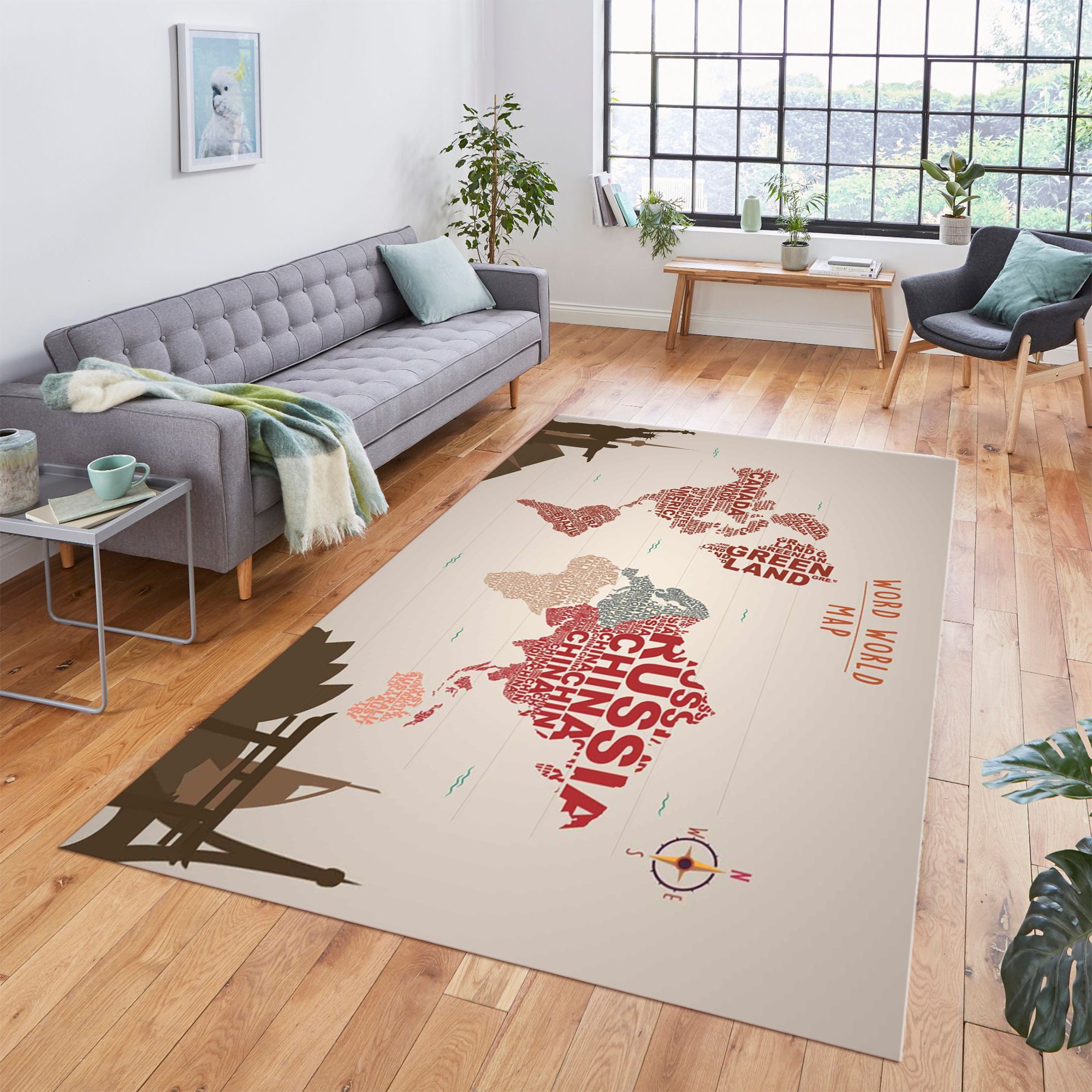 World Map, Large Area Rug, Runner Floor Mat, Carpet for Living Room ...