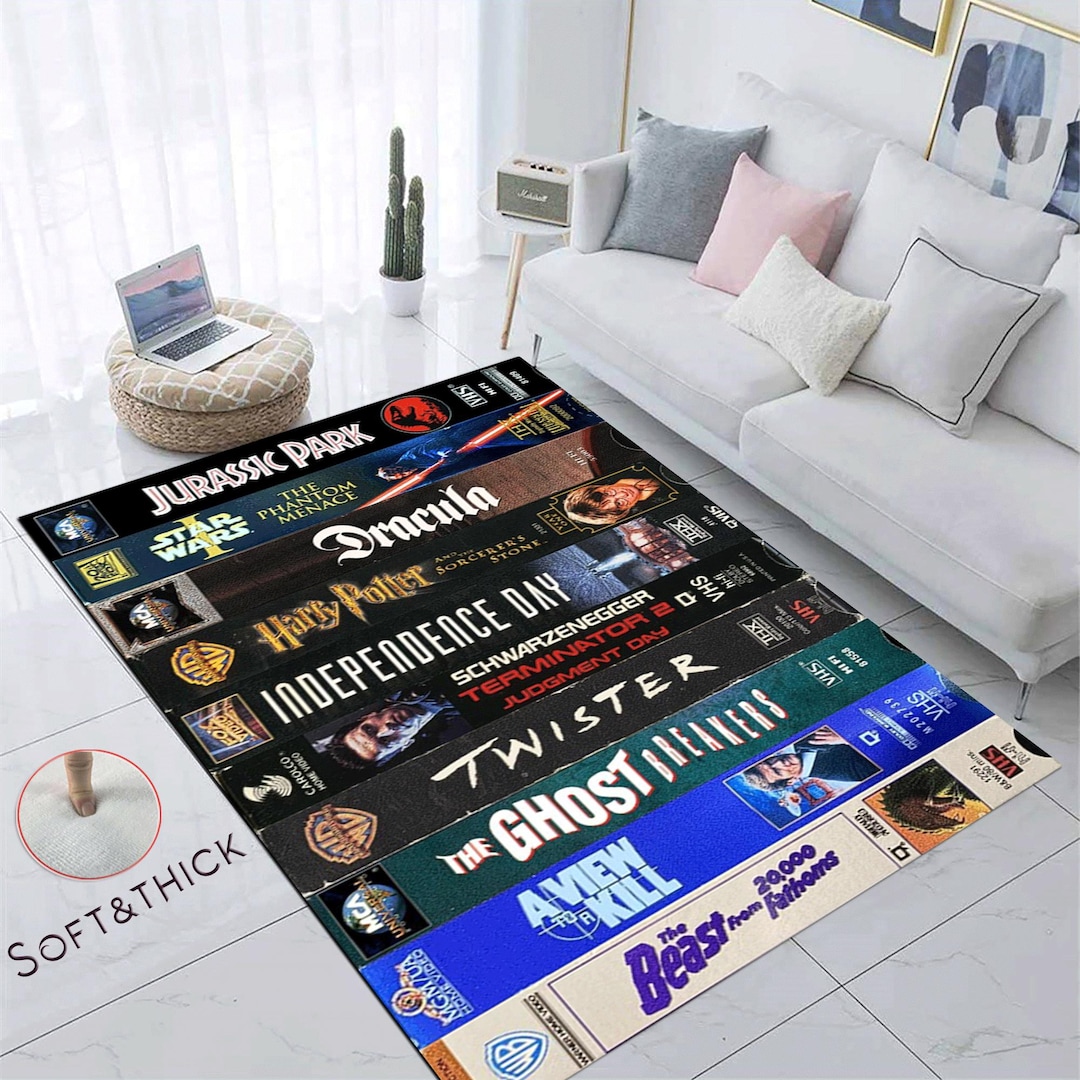 Retro Movies, VHS Films, Horror, Modern Rug, Colorful Rug, Art Rug ...