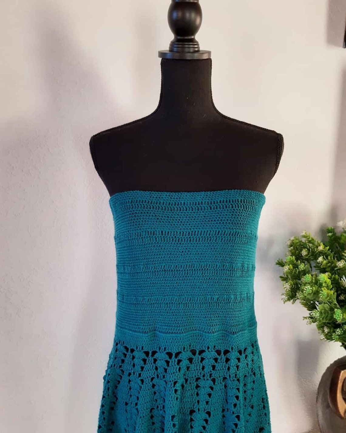 Green Dress handmade dress strapless Dress crochet dress Etsy