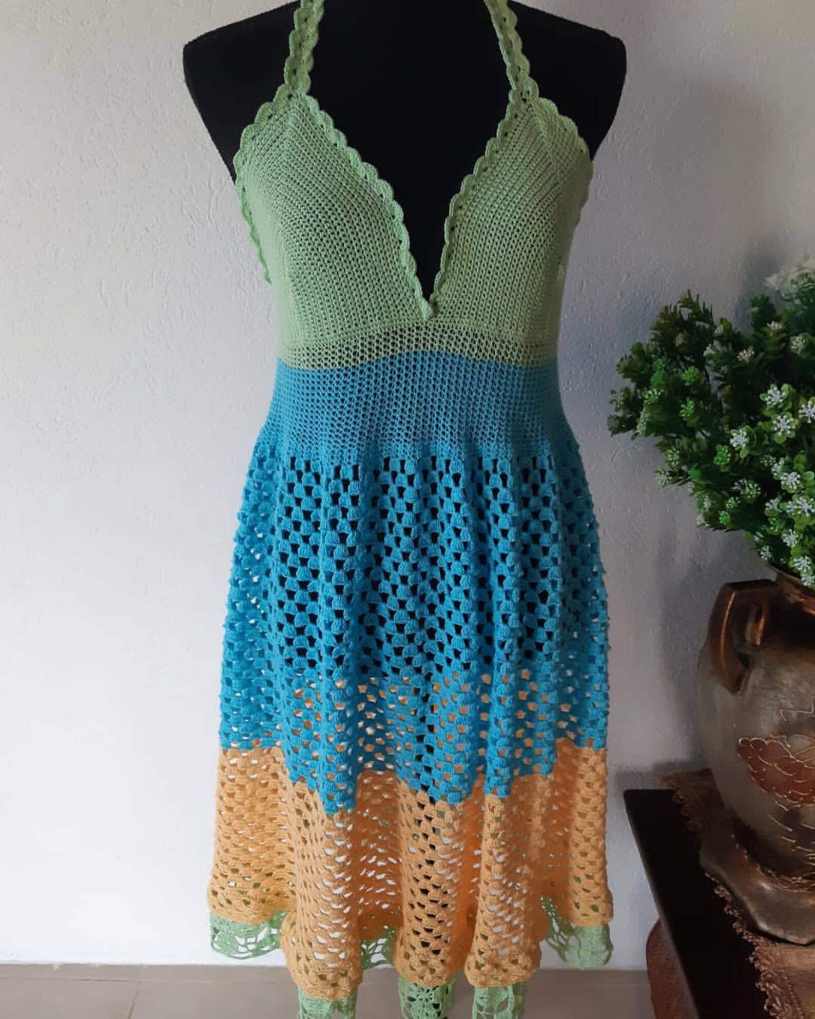 Crochet Dress Halter Dress Strappy Crochet Dress Summer Dress | Etsy