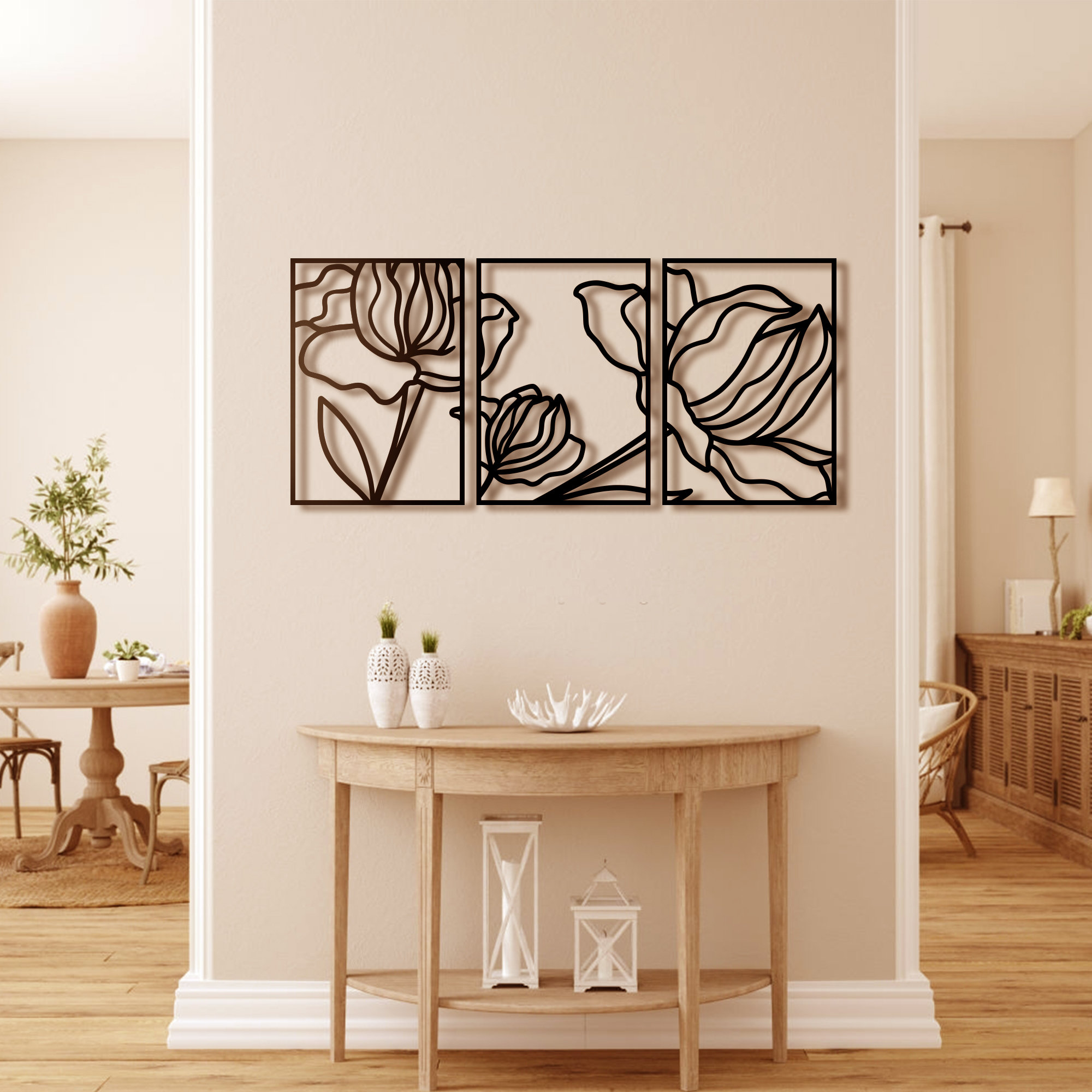 Metal Wall Art Set of 3 Livingroom Wall Decor Decoration Etsy