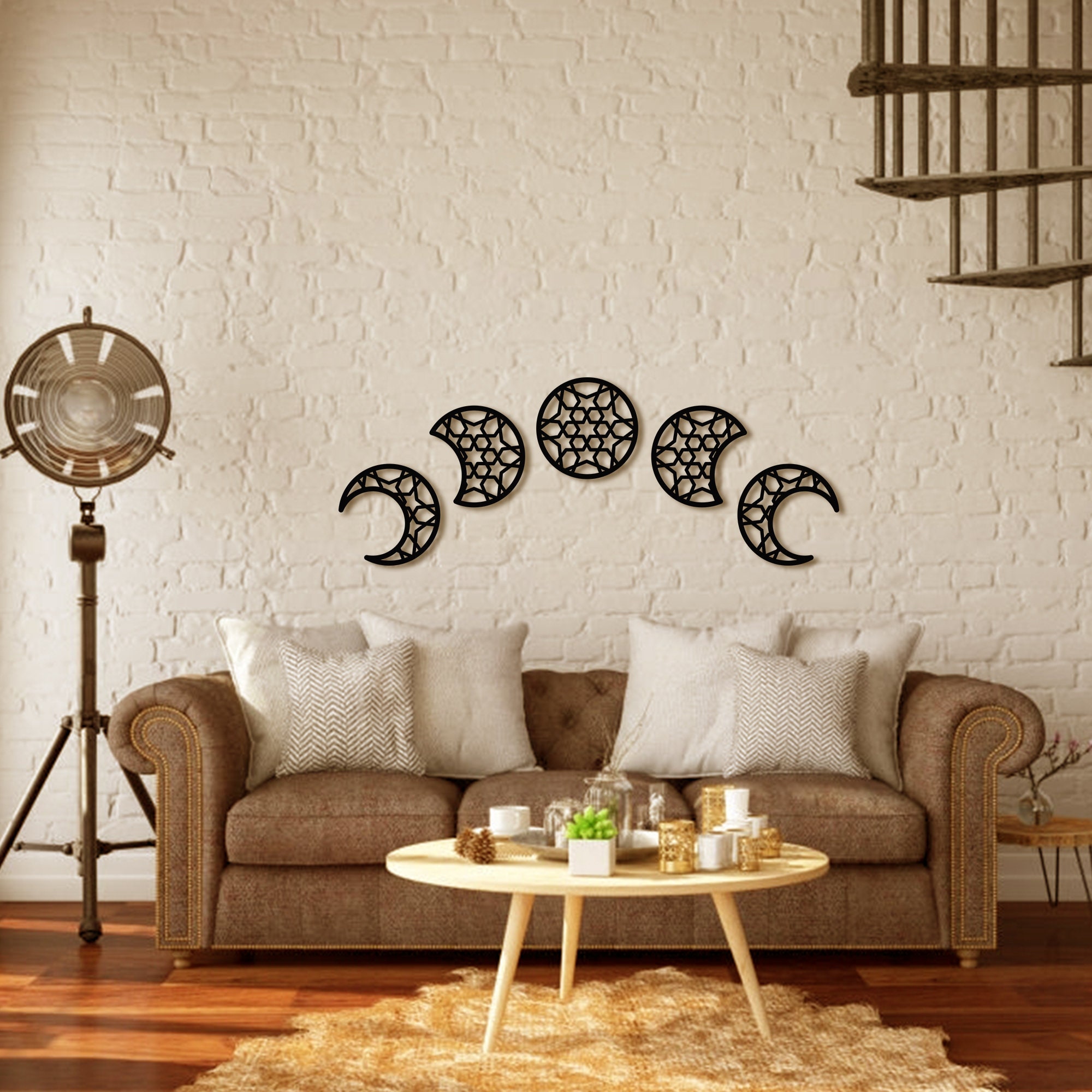 Lunation Metal Wall Art Moon Bedroom Wall Art Livingroom Etsy
