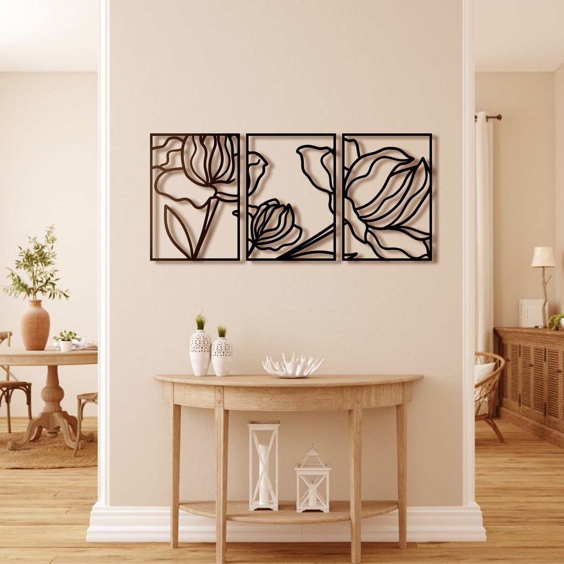 3 Piece Gold Wall Art Set Metal Wall Decor Livingroom Wall Etsy