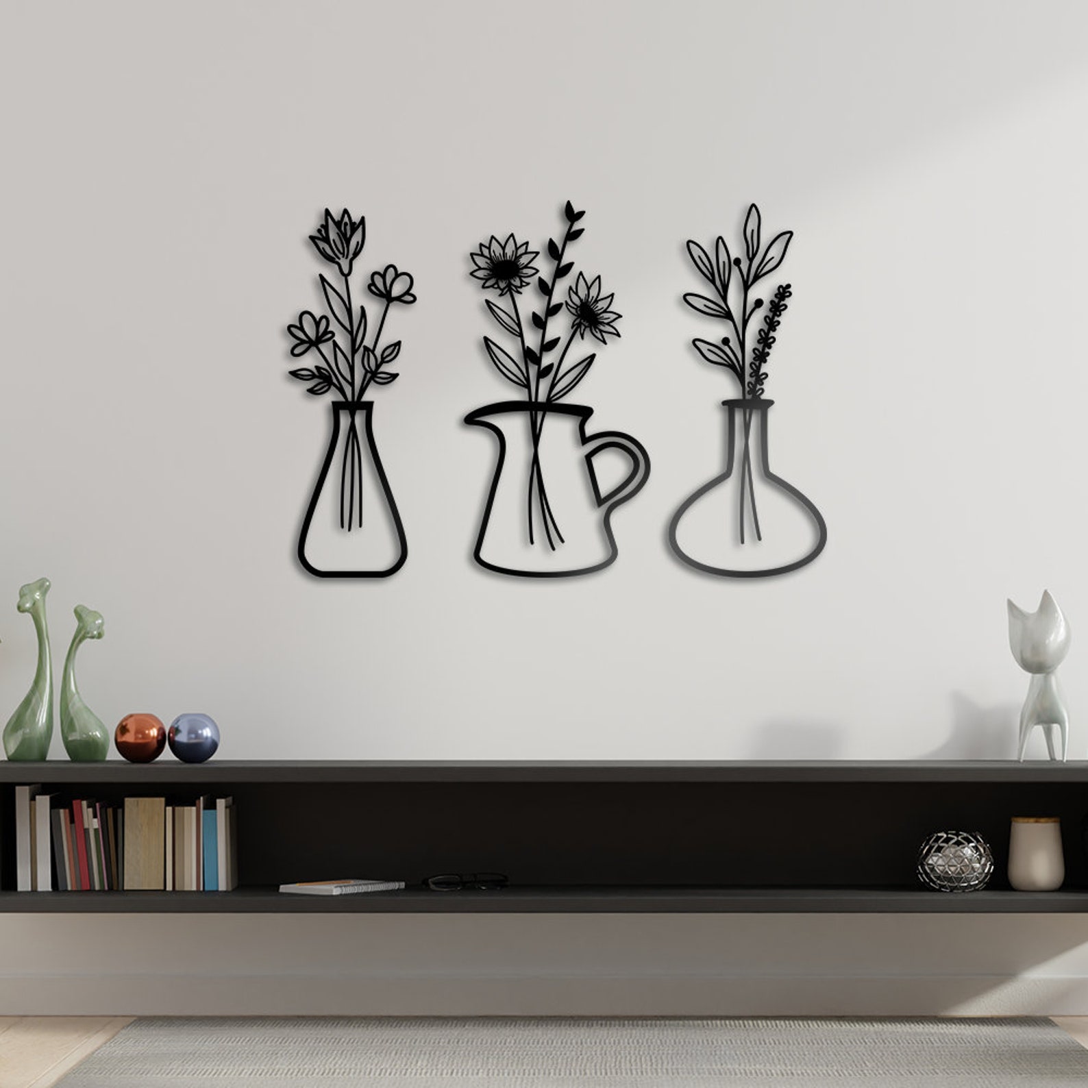 Flower in Vase Metal Wall Art Spring Flower Wall Decor Etsy