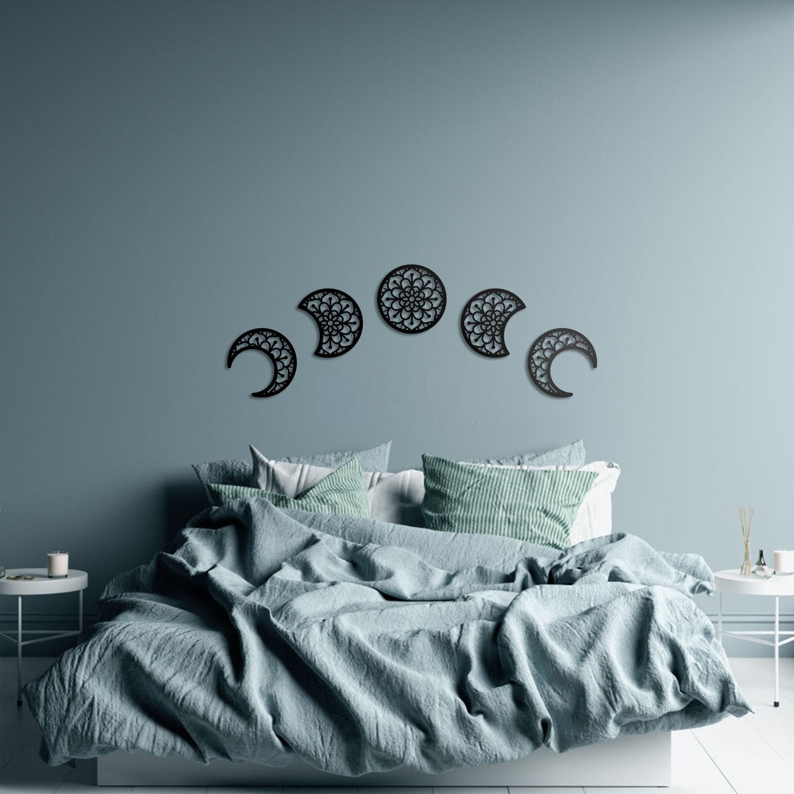 Lunation Metal Wall Art Moon Metal Decor Set of 5 Moon Etsy