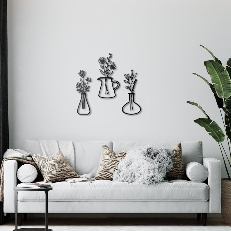 Flower in Vase Metal Wall Art Spring Flower Wall Decor Etsy