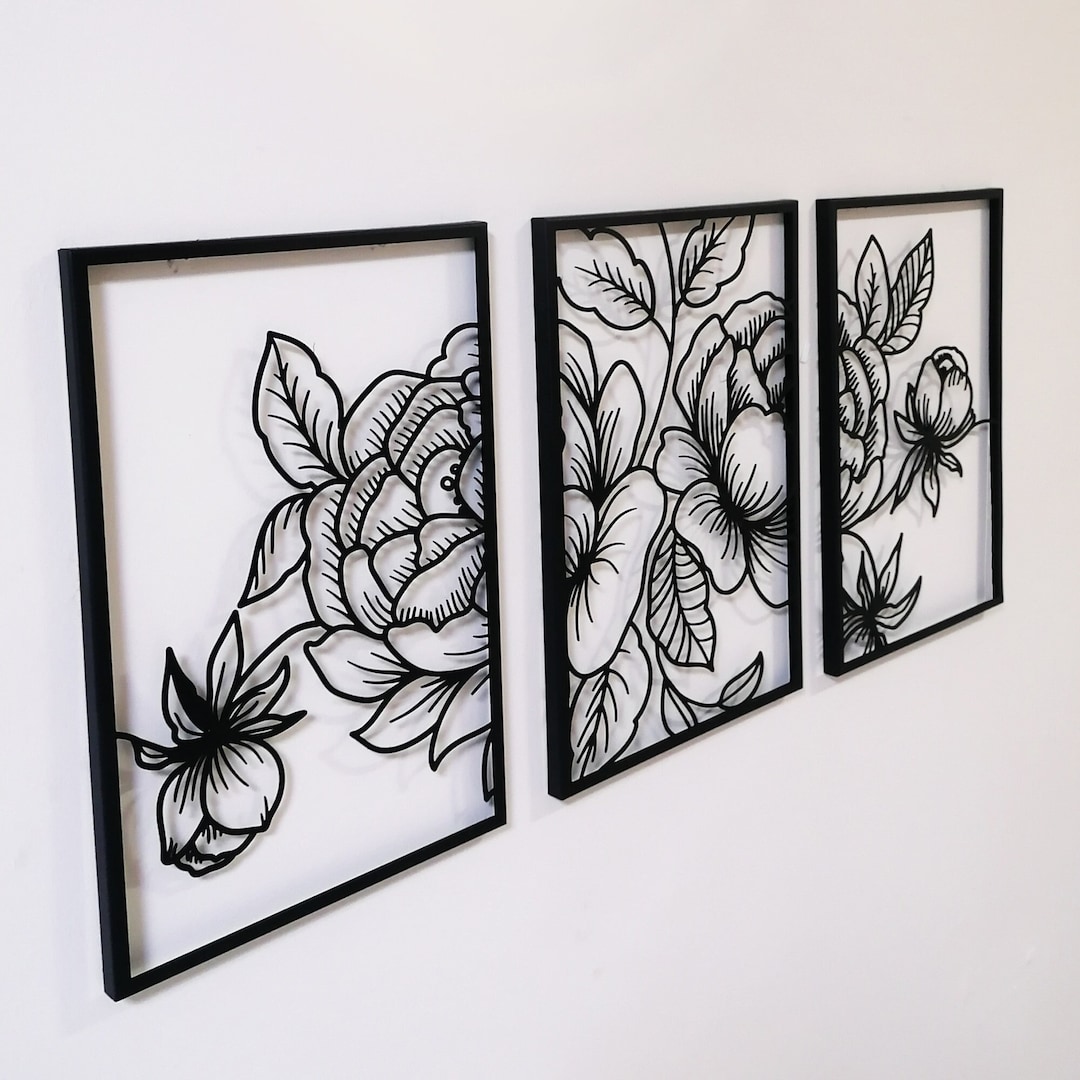 Black Metal Wall Decor Set, Home Decor Wall Art, Livingroom Wall Decor