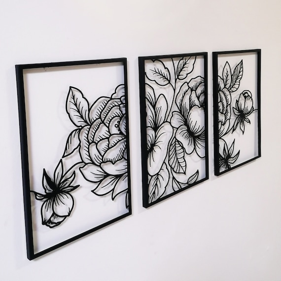 Black Metal Wall Decor Set Home Decor Wall Art Livingroom | Etsy