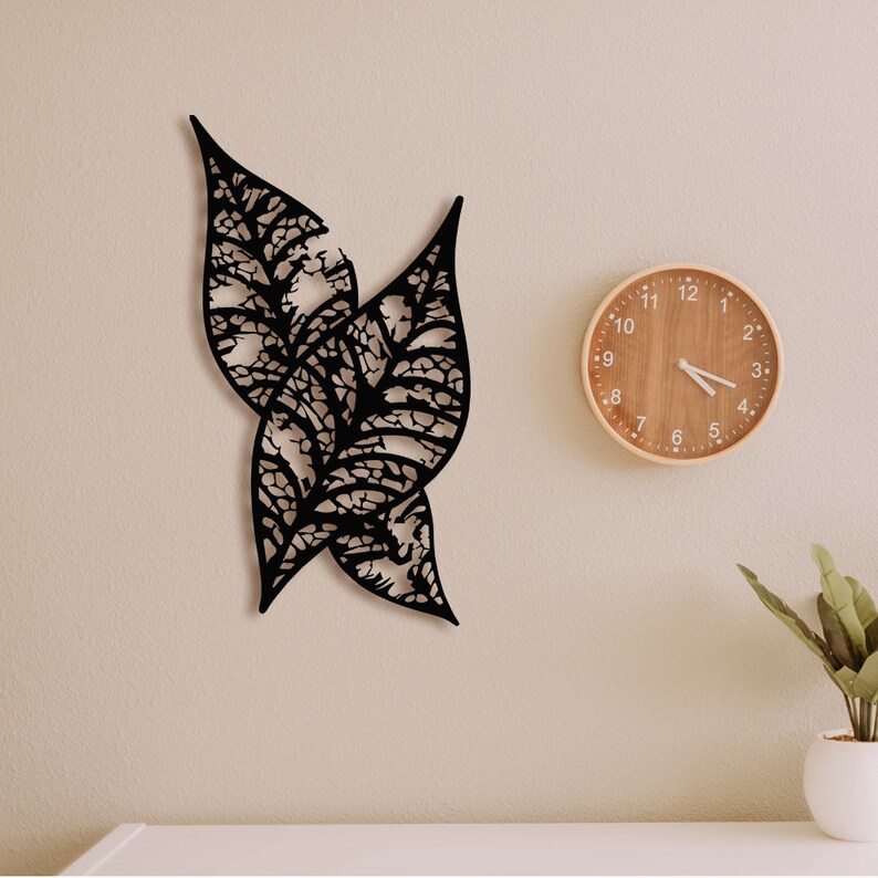 Leaf Metal Wall Art Leaves Metal Wall Decor Black Wall Art Etsy