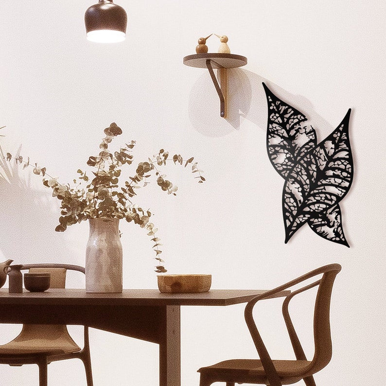 Leaf Metal Wall Art Leaves Metal Wall Decor Black Wall Art Etsy