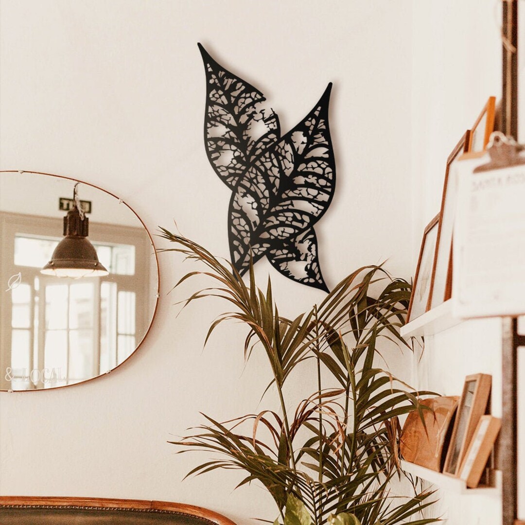 Leaf Metal Wall Art Leaves Metal Wall Decor Black Wall Art Etsy