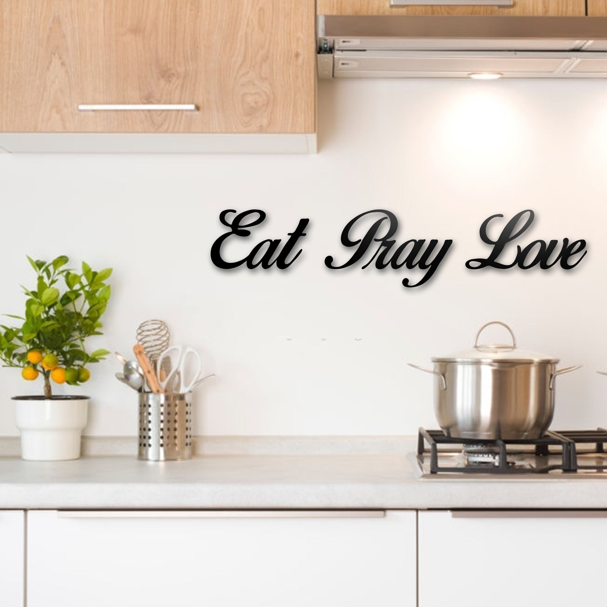 Eat Pray Love Kitchen Wall Decor Metal Wall Art Gold Wall Etsy