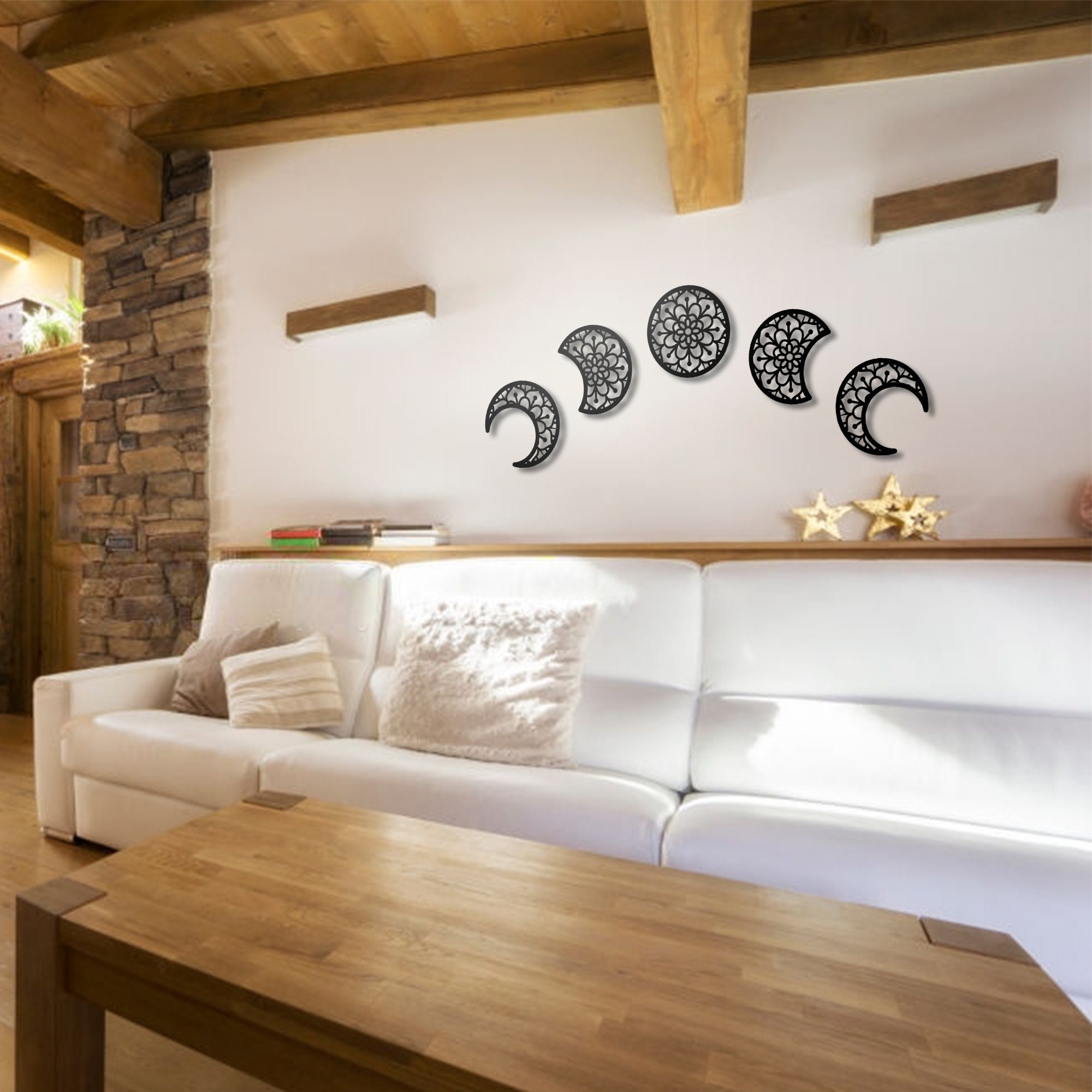 Lunation Metal Wall Art Moon Metal Decor Set of 5 Moon Etsy