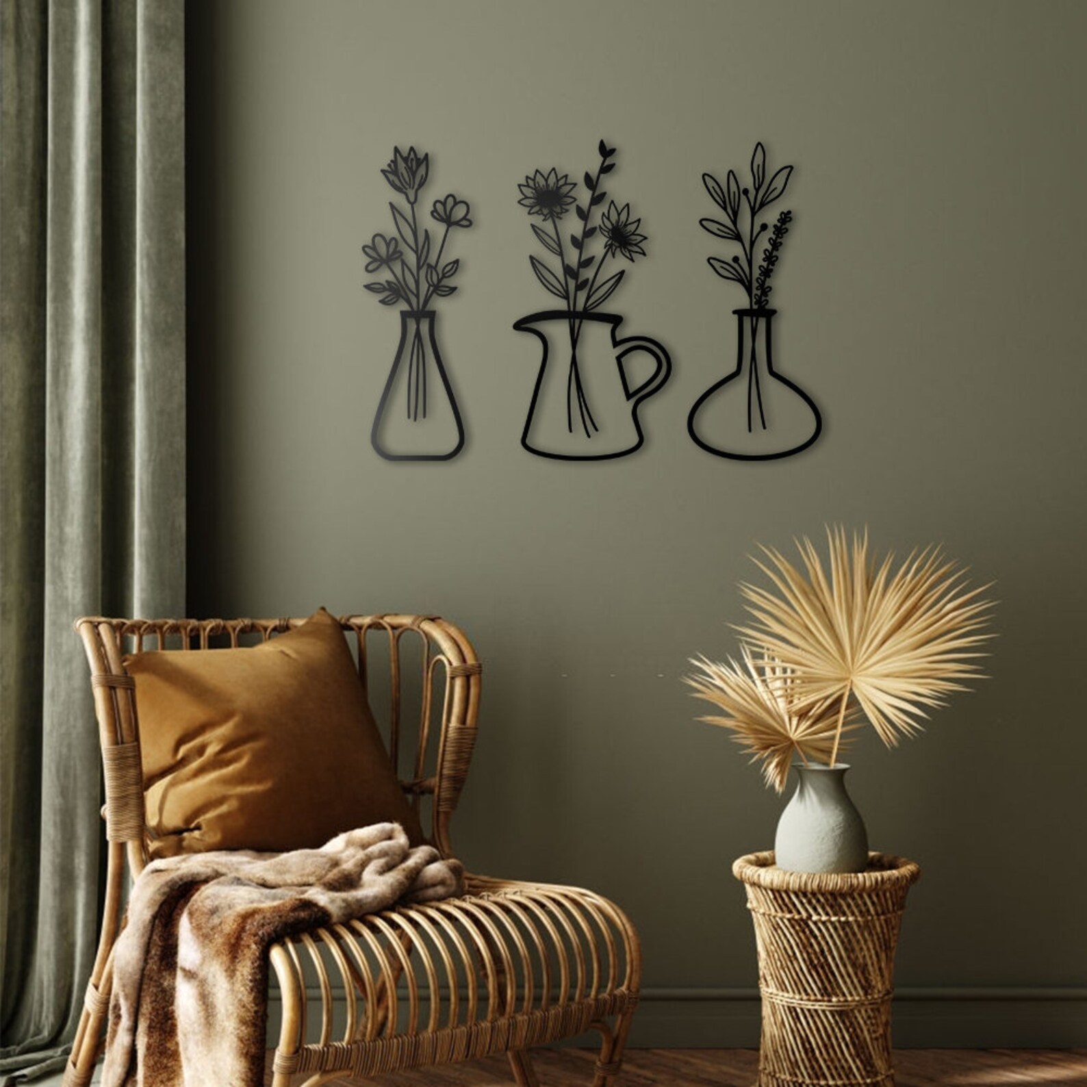 Flower in Vase Metal Wall Art Spring Flower Wall Decor Etsy