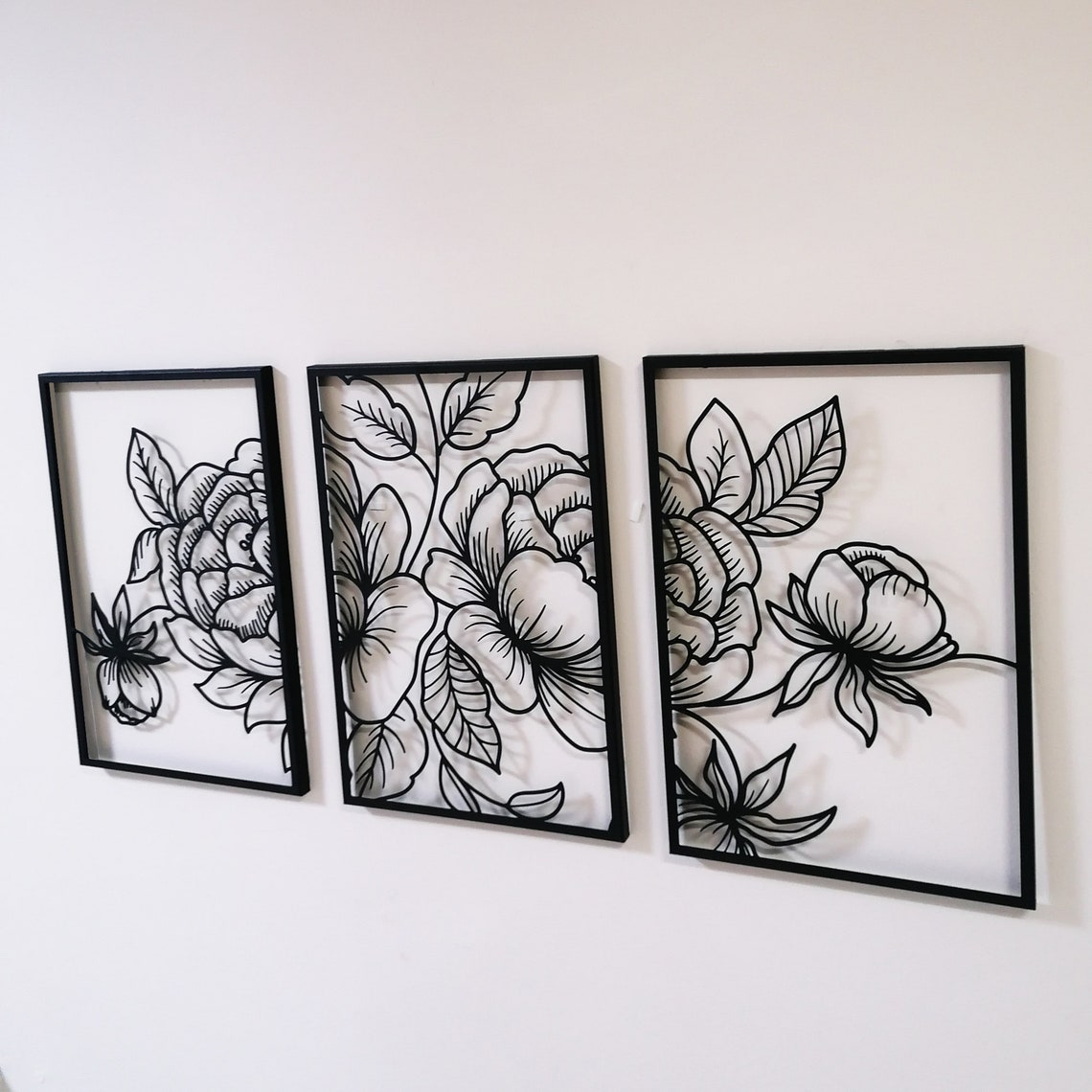 Black Metal Wall Decor Set Home Decor Wall Art Livingroom Etsy