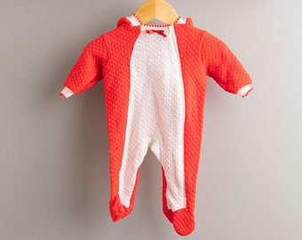 Red White Vintage hooded baby sleeper