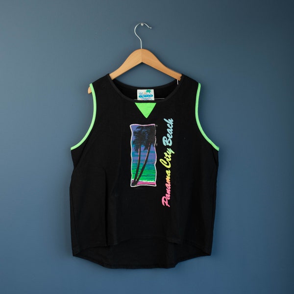 Vintage 80s neon Panama City Beach tank top