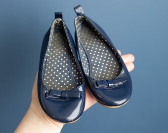 Vintage 90s toddler girl blue vinyl slipper shoes