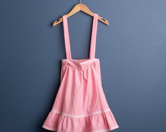 Vintage pink ruffle suspender skirt