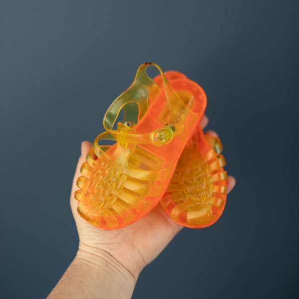 80s Vintage Honours jelly shoe sandal yellow orange - Size 10