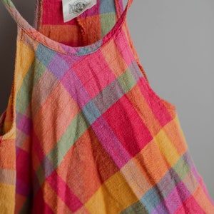 80s Vintage Please Mum rainbow plaid summer top Size XS image 2