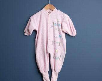 Vintage Snugabye pink terrycloth sleeper - size 12 months