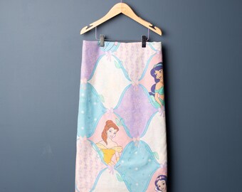 Drap de lit plat Princesses Disney des années 90, Belle Jasmin, Belle au bois dormant, Blanche-Neige