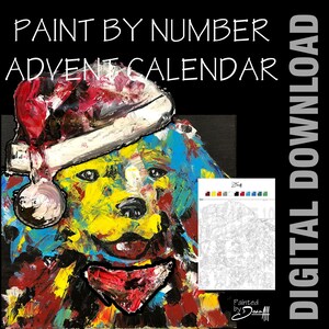 Printable Advent Calendar Paint by Number Kit Digital Download Xmas