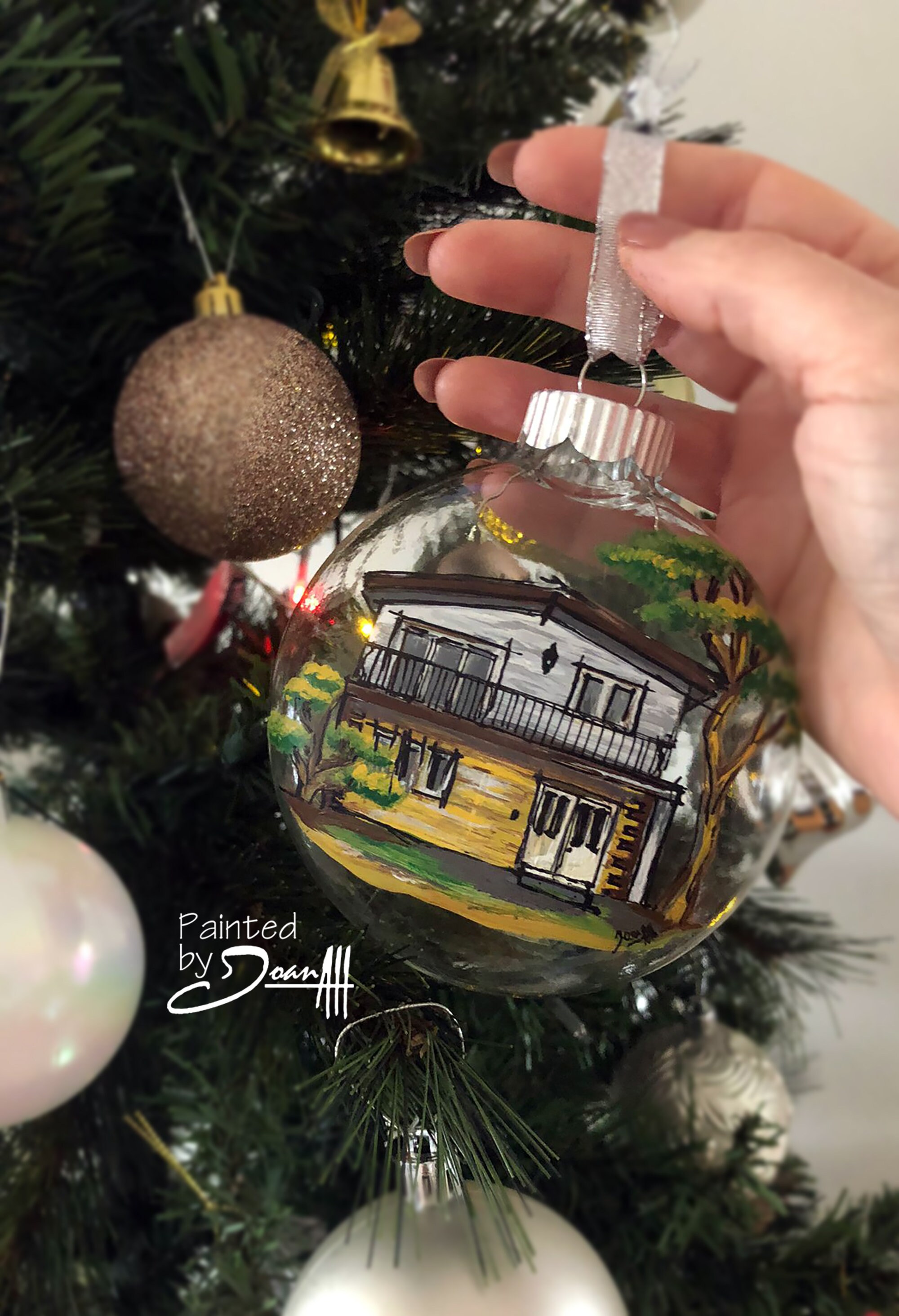 Décoration de Noël en verre bordeaux - Boule de Noël florale faite main de 8 cm - Décoration de sapin des Fêtes scintillante d'or - Look vintage élégant - France