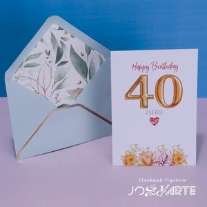 Biglietto di auguri per il 40° anniversario di compleanno Biglietto di auguri di buon compleanno Premium Cartoncino 320g Cartolina regalo 105 x 148 mm #Calmar837