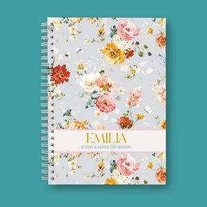 Cuaderno personalizado a5 Diario hecho a mano Papel natural Cuaderno rayado Cartón multiloft 1139 g Regalo #Fleurletter981