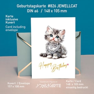 Biglietto d'auguri Biglietto d'auguri di buon compleanno cartolina cartone premium busta da 320 g con bordo dorato minimalista 105 x 148 mm #Jewellcat826