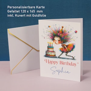 Carte d'anniversaire personnalisable félicitations intérieur+extérieur imprimé enveloppe carton premium 320g avec bord doré carte pliante 105 x 148 mm #Jonata809