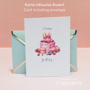 Biglietto di auguri di compleanno Buon compleanno cartolina di auguri in cartone premium 320g inclusa busta con bordo dorato minimalista 105 x 148 mm #Barala821