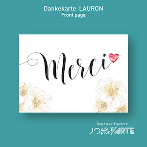 Carte de remerciement Merci Carte postale en carton premium 320g Cadeau 105 x 148 mm Dos facile à écrire #Lauron844