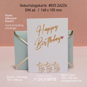 Biglietto d'auguri Biglietto d'auguri di buon compleanno cartolina cartoncino premium busta da 320 g con bordo dorato minimalista 105 x 148 mm #Zazza825