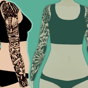 VROID Studio - Volcano Tattoo Sleeve (Stable Version) Body Skin Texture - 3D Vtuber Model - VR Chat