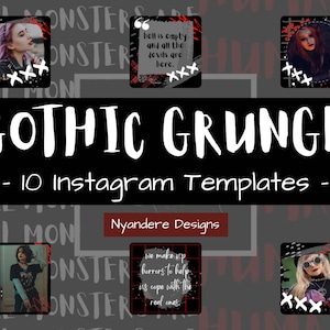 10 Instagram Canva Templates - GOTHIC GRUNGE - Social Media - Personal - Blogger - Aesthetic