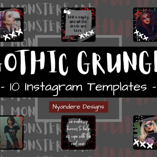 10 Instagram Canva Templates - GOTHIC GRUNGE - Social Media - Personal - Blogger - Aesthetic