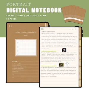 NOTEBOOK - Portrait 5 Digital Notebooks bundle - GoodNotes and Notability Templates, Hyperlinked PDF