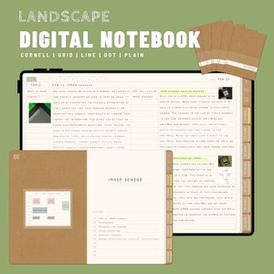 NOTEBOOK - Landscape 5 Digital Notebooks bundle - GoodNotes and Notability Templates, Hyperlinked PDF